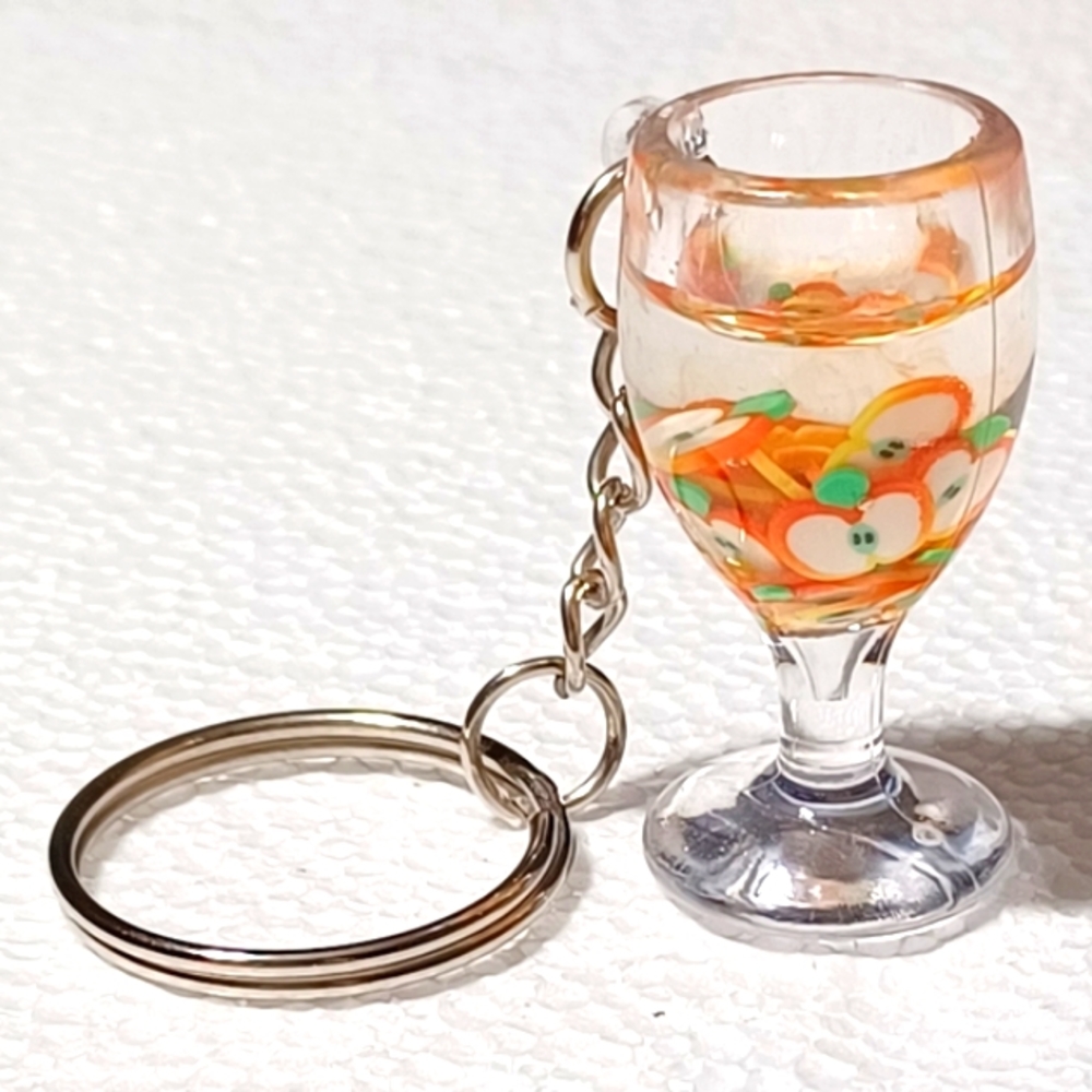CUTE APPLE SLICE DRINK KEYCHAIN